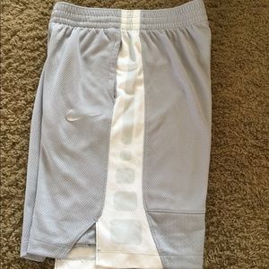 Grey and White Nike Elite Basketball shorts